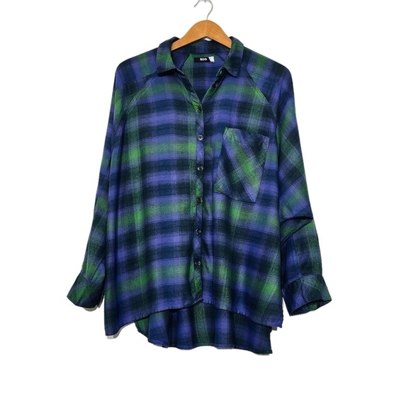 BDG Women’s Shirt Small Multi Plaid Button Up Oversized Streetwear Hippie - Picture 1 of 9